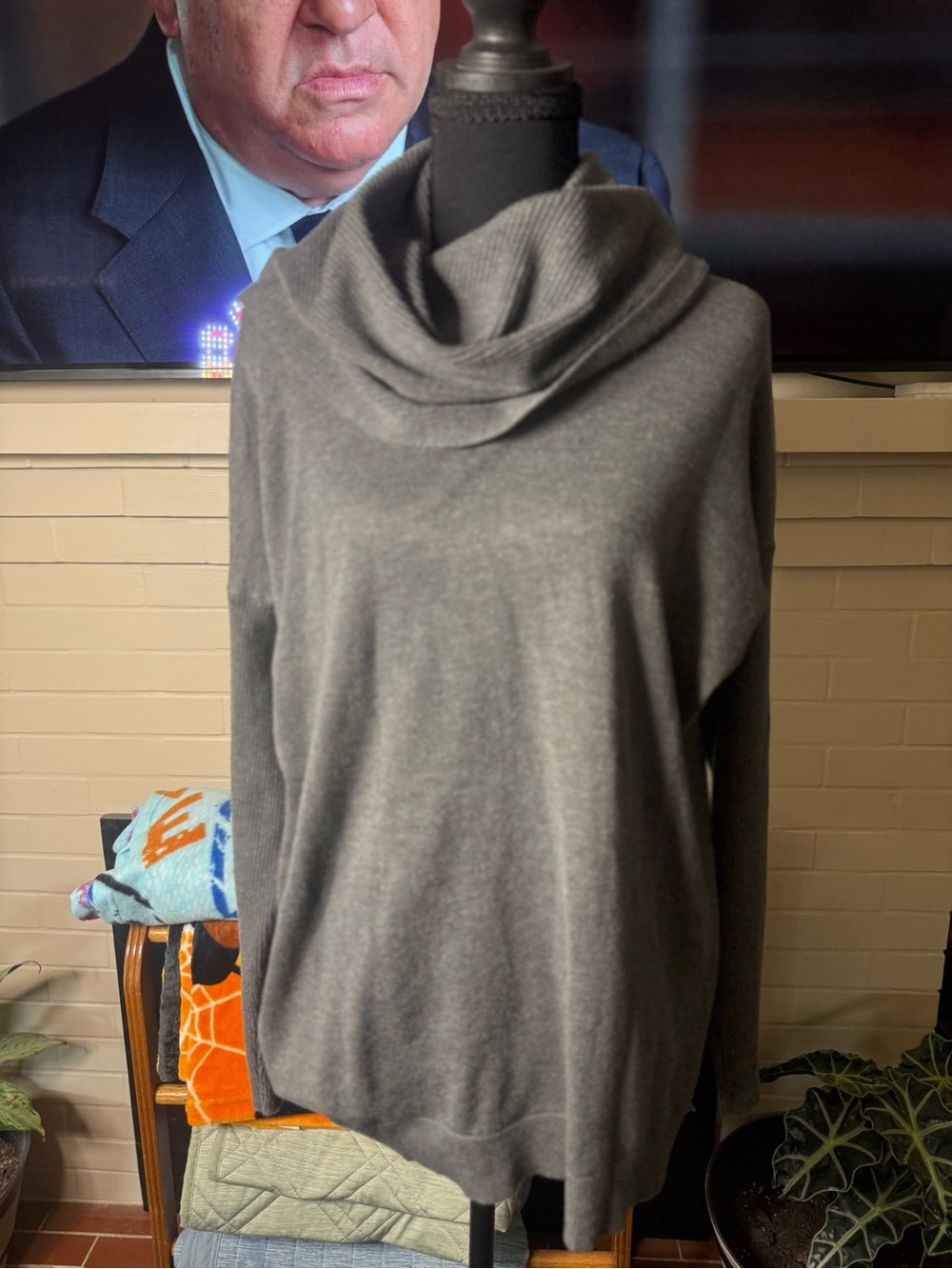 Cozy Gray Cowl Neck Sweater - Relaxed Draped Fit